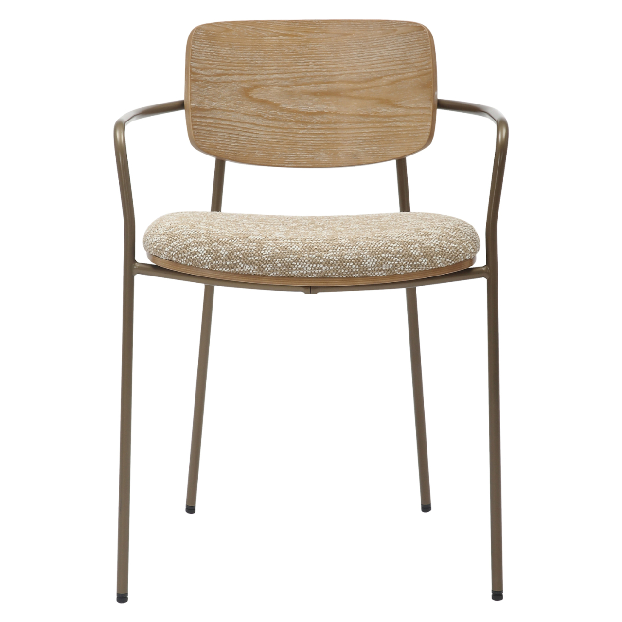 DINING CHAIR VIKKI HM9980.01 METAL IN ANTIQUE COPPER-WHITE WASH PLYWOOD-BEIGE FABRIC 54x54x75,5Hcm. [3]