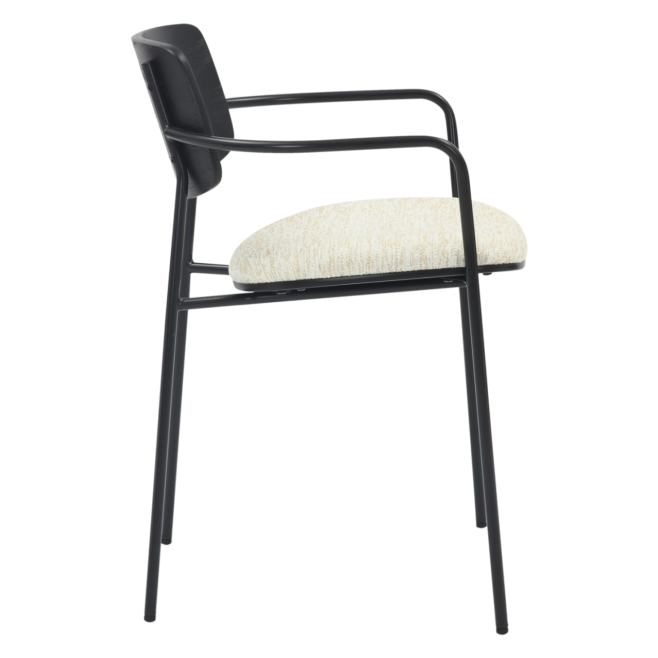 DINING CHAIR VIKKI HM9980.02 METAL and PLYWOOD IN BLACK-ECRU FABRIC 54x54x75,5Hcm. [4]
