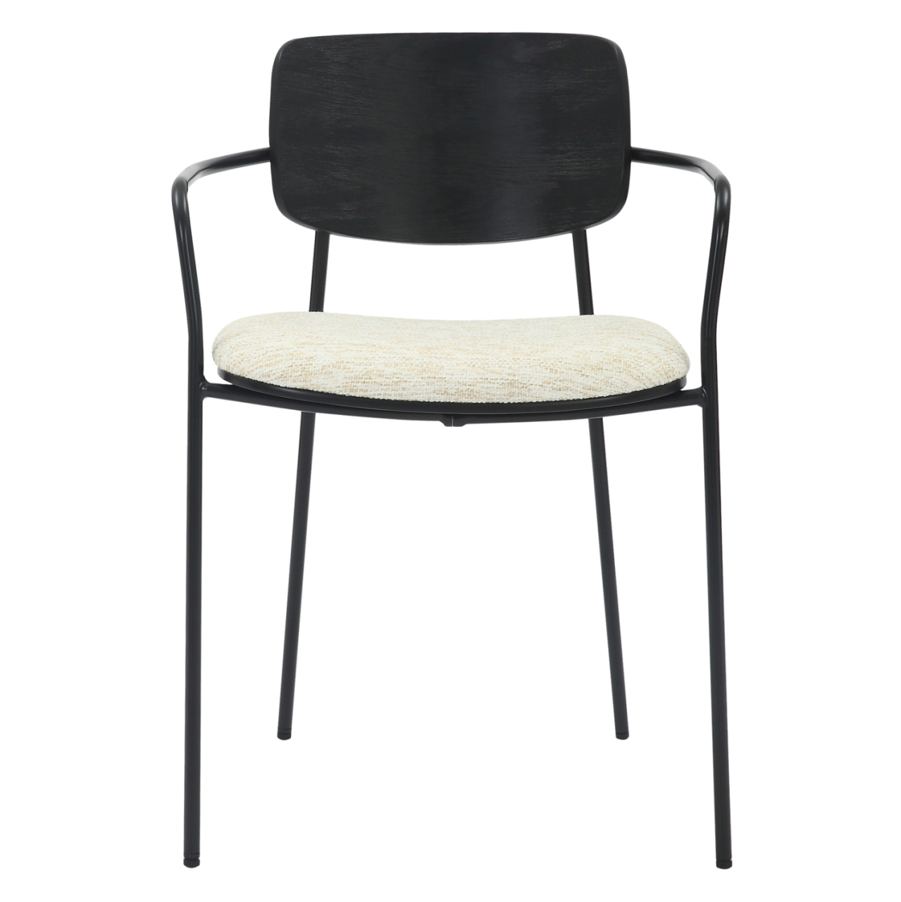 DINING CHAIR VIKKI HM9980.02 METAL and PLYWOOD IN BLACK-ECRU FABRIC 54x54x75,5Hcm. [3]
