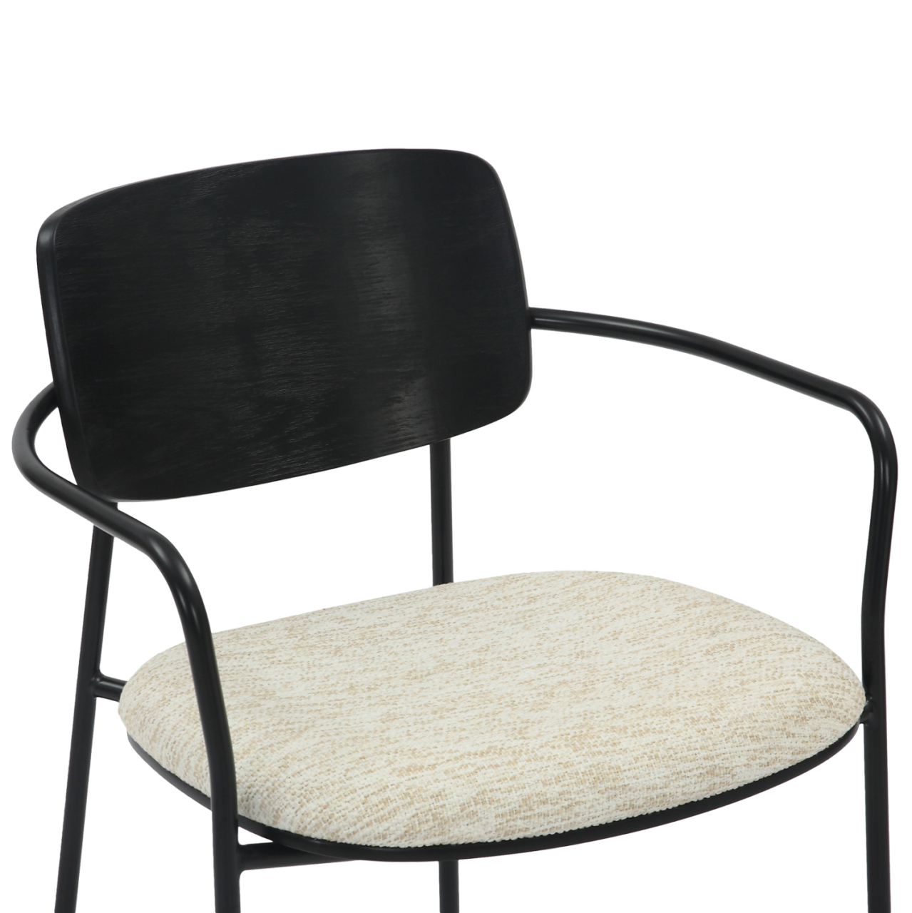 DINING CHAIR VIKKI HM9980.02 METAL and PLYWOOD IN BLACK-ECRU FABRIC 54x54x75,5Hcm. [7]
