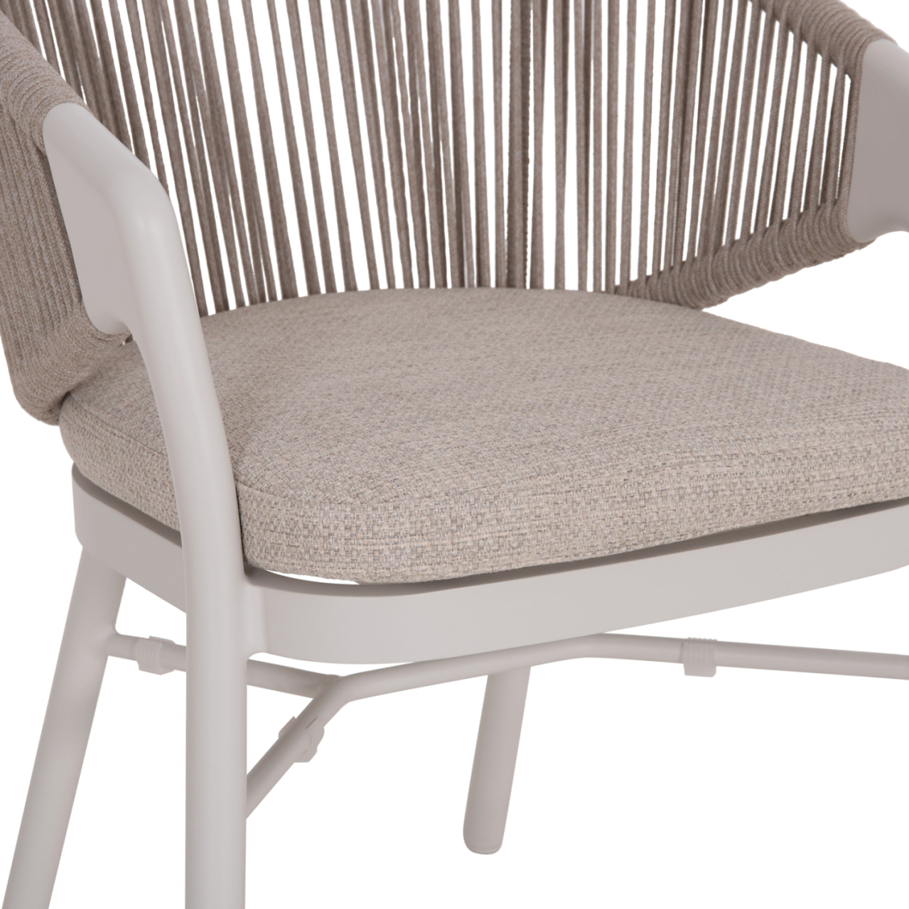 DINING CHAIR XANTION HM6472.02 CREAM WHITE ALUMINUM--ROPE-OLEFIN CUSHION IN LIGHT GREY 59x60x78Hcm. [8]