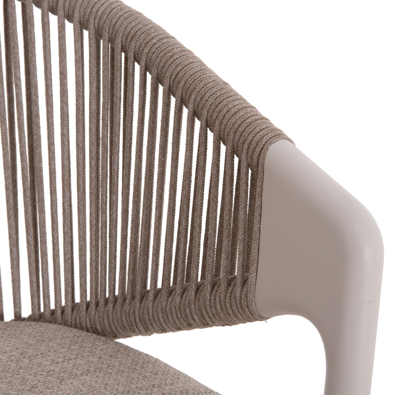 DINING CHAIR XANTION HM6472.02 CREAM WHITE ALUMINUM--ROPE-OLEFIN CUSHION IN LIGHT GREY 59x60x78Hcm. [9]