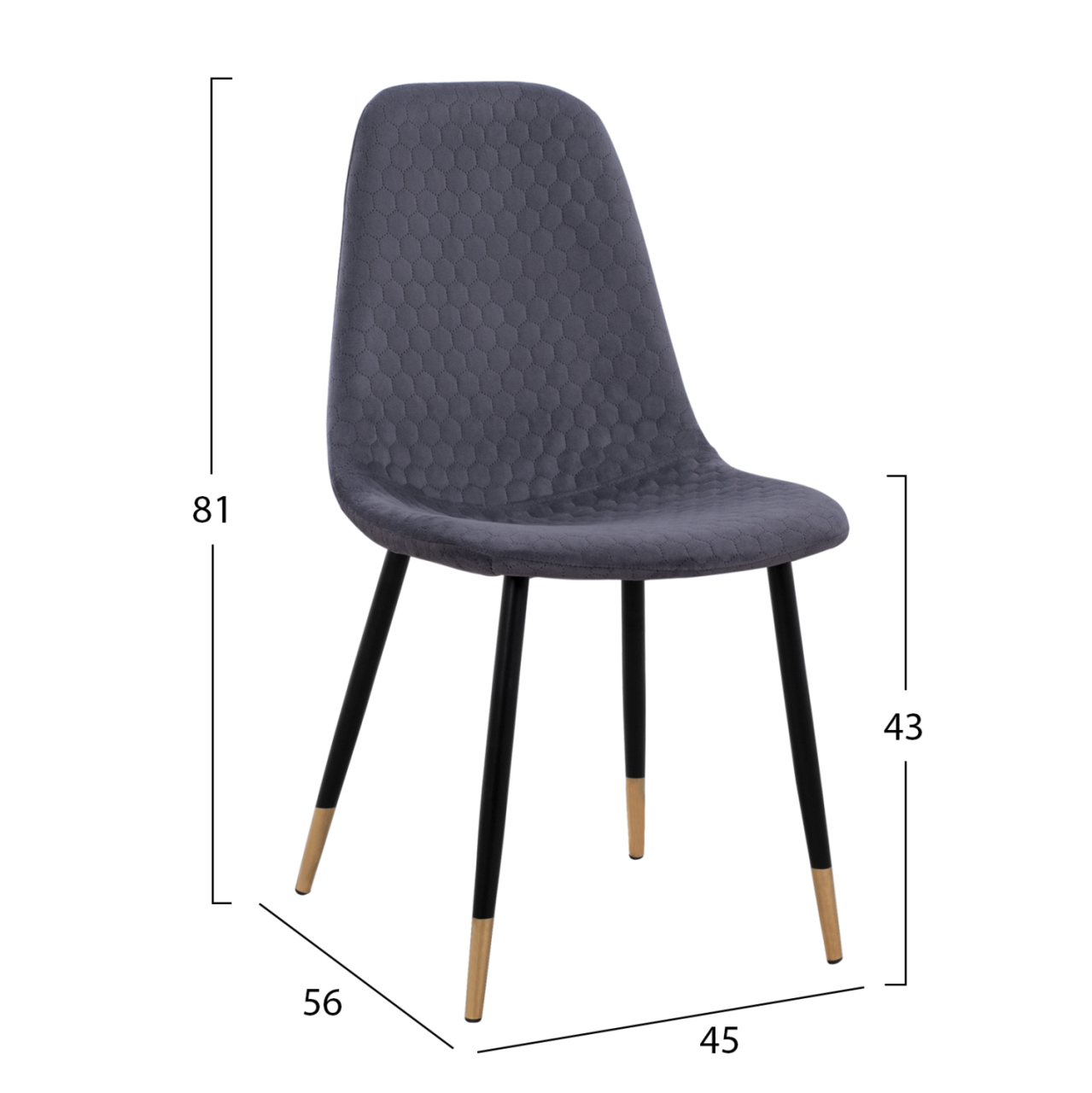 DINING SET 5PCS ALIZA HM11196.01 MDF TOP--VELVET IN GREY and METAL IN BLACK [3]