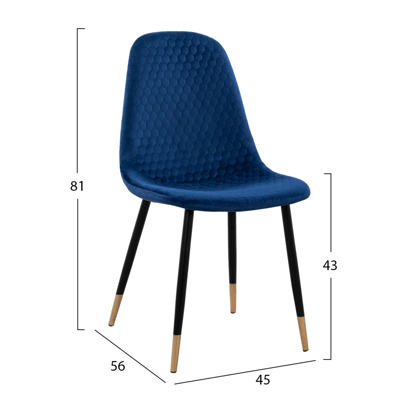 DINING SET 5PCS ALIZA HM11196.08 MDF TOP--VELVET IN BLUE and METAL IN BLACK [3]