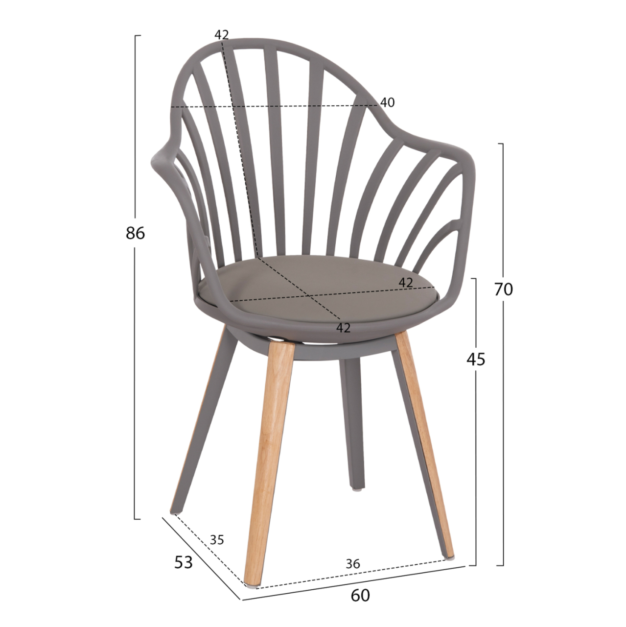 DINING SET 5PCS ANAIS HM21176 MDF TOP IN GREY--P.P. and PU IN GREY [3]