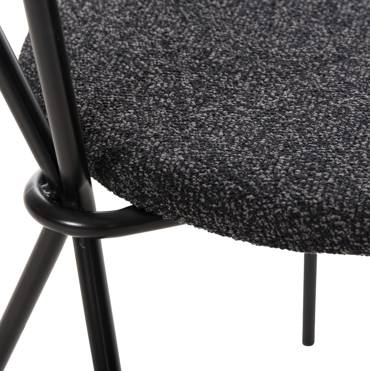 DINING SET 5PCS BROLIN HM21200 MDF TOP and METAL IN BLACK--DARK GREY FABRIC [5]