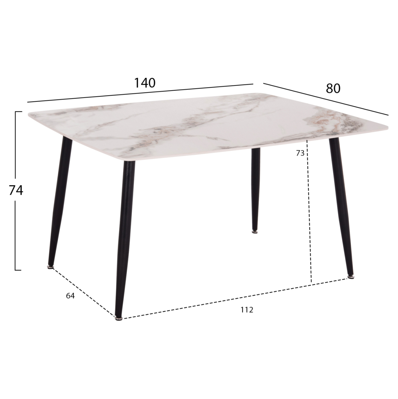 DINING SET 5PCS DIAZ HM10867.04 TABLE and DINING CHAIRS WITH BEIGE FABRIC [2]