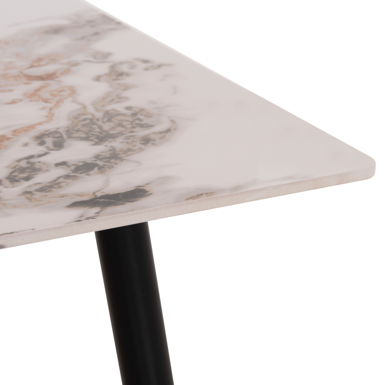 DINING SET 5PCS DRENNY HM10952.03 CERAMIC TOP--FABRIC IN TAUPE and BLACK METAL LEGS [8]