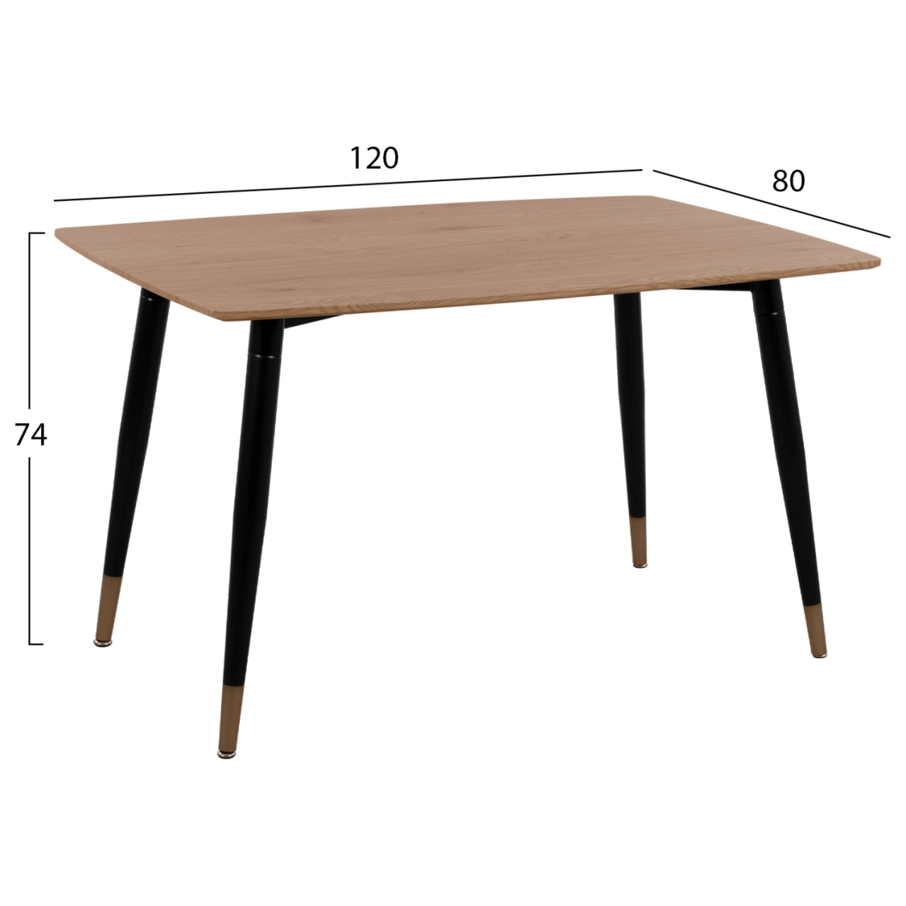 DINING SET 5PCS GAFF HM10847.02 MDF TOP IN WOOD COLOR--FABRIC IN BEIGE and BLACK METAL LEGS [2]