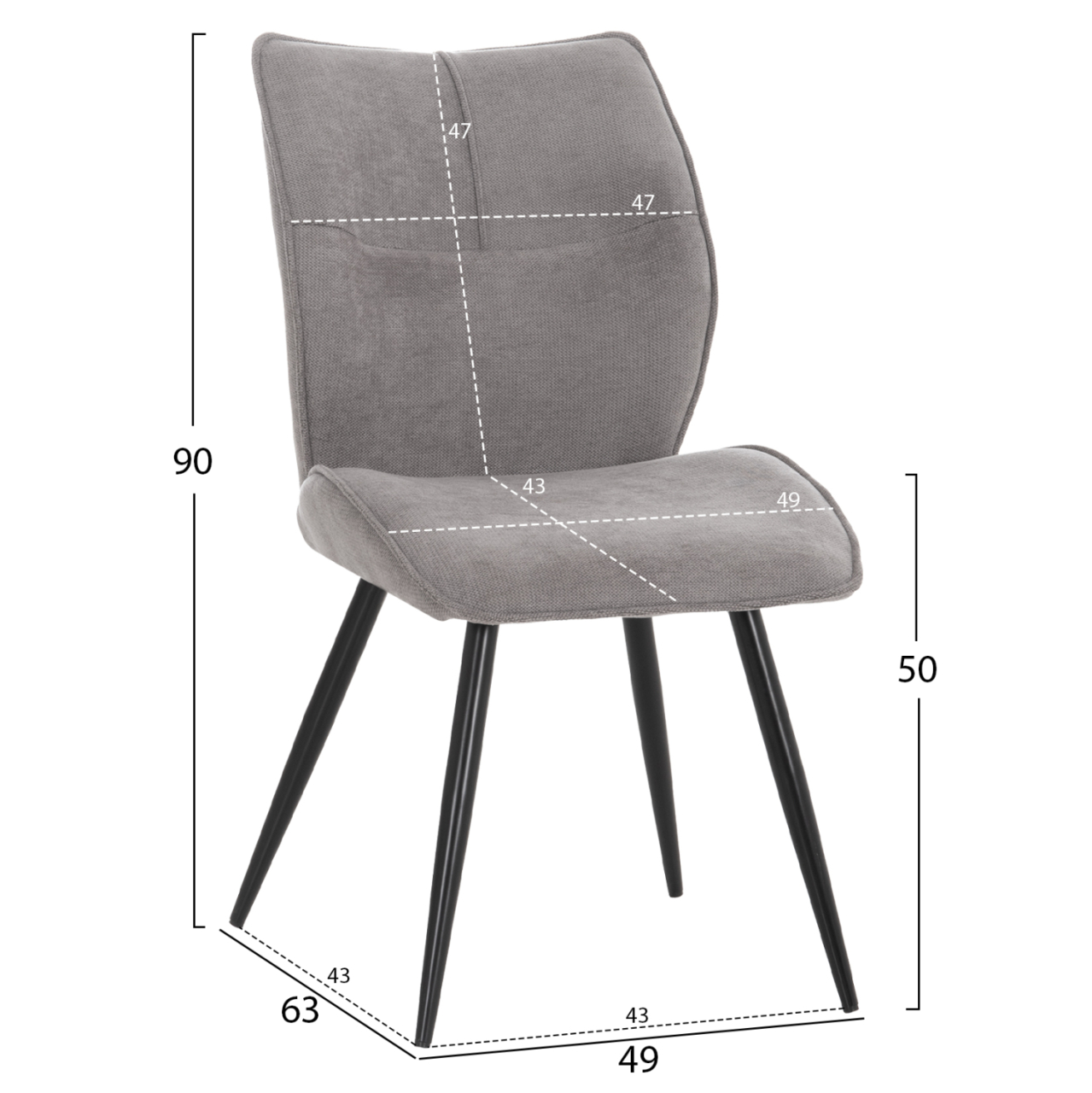 DINING SET 5PCS GAFF HM10939.01 CERAMIC TOP--FABRIC IN GREY and BLACK METAL LEGS [3]