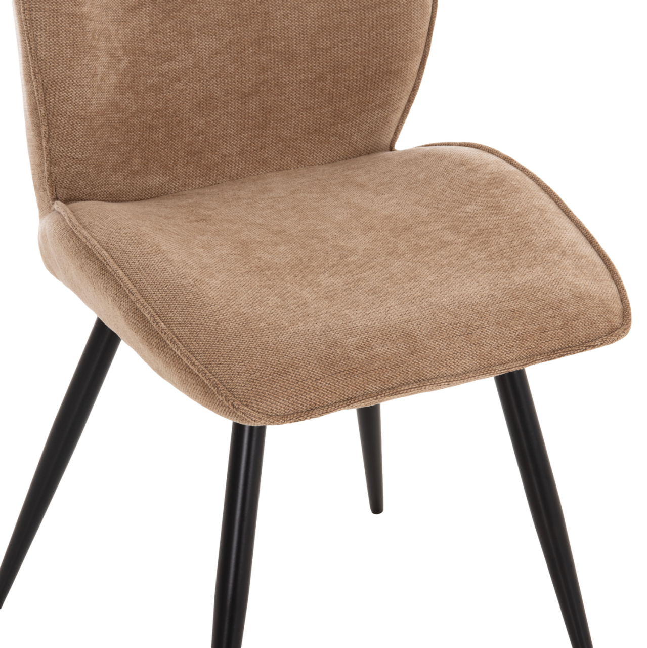 DINING SET 5PCS GAFF HM10953.03 CERAMIC TOP--FABRIC IN TAUPE and BLACK METAL LEGS [5]