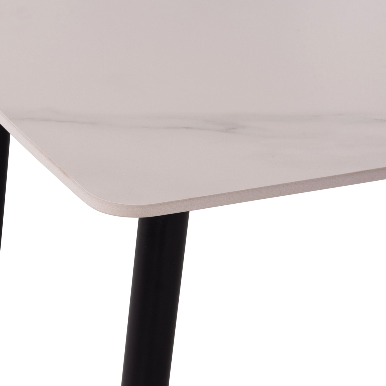 DINING SET 5PCS GAFF HM10955.02 CERAMIC TOP--FABRIC IN BEIGE and BLACK METAL LEGS [9]