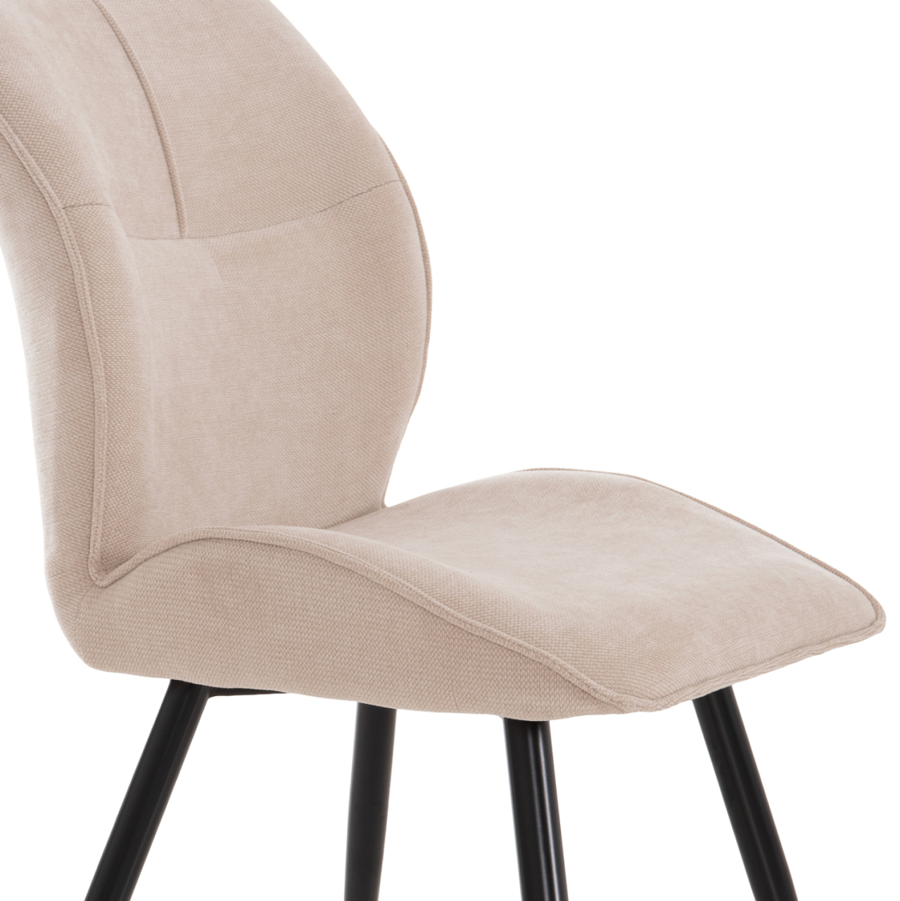 DINING SET 5PCS GAFF HM10955.02 CERAMIC TOP--FABRIC IN BEIGE and BLACK METAL LEGS [5]