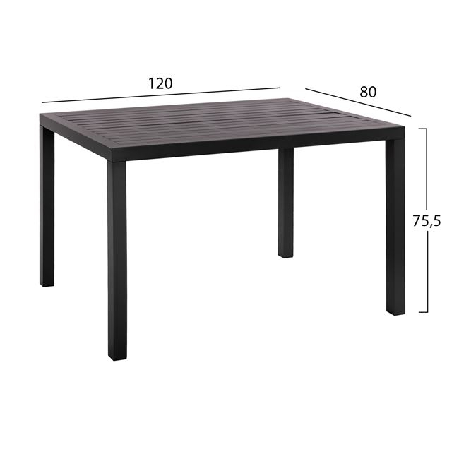 DINING SET 5PCS HM10525-ALUMINUM TABLE IN DARK GREY 120Χ80Χ75.5H and 4 CHAIRS IN GREY [2]