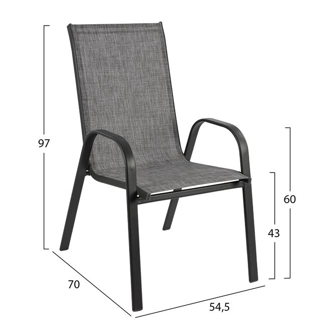 DINING SET 5PCS HM10525-ALUMINUM TABLE IN DARK GREY 120Χ80Χ75.5H and 4 CHAIRS IN GREY [3]