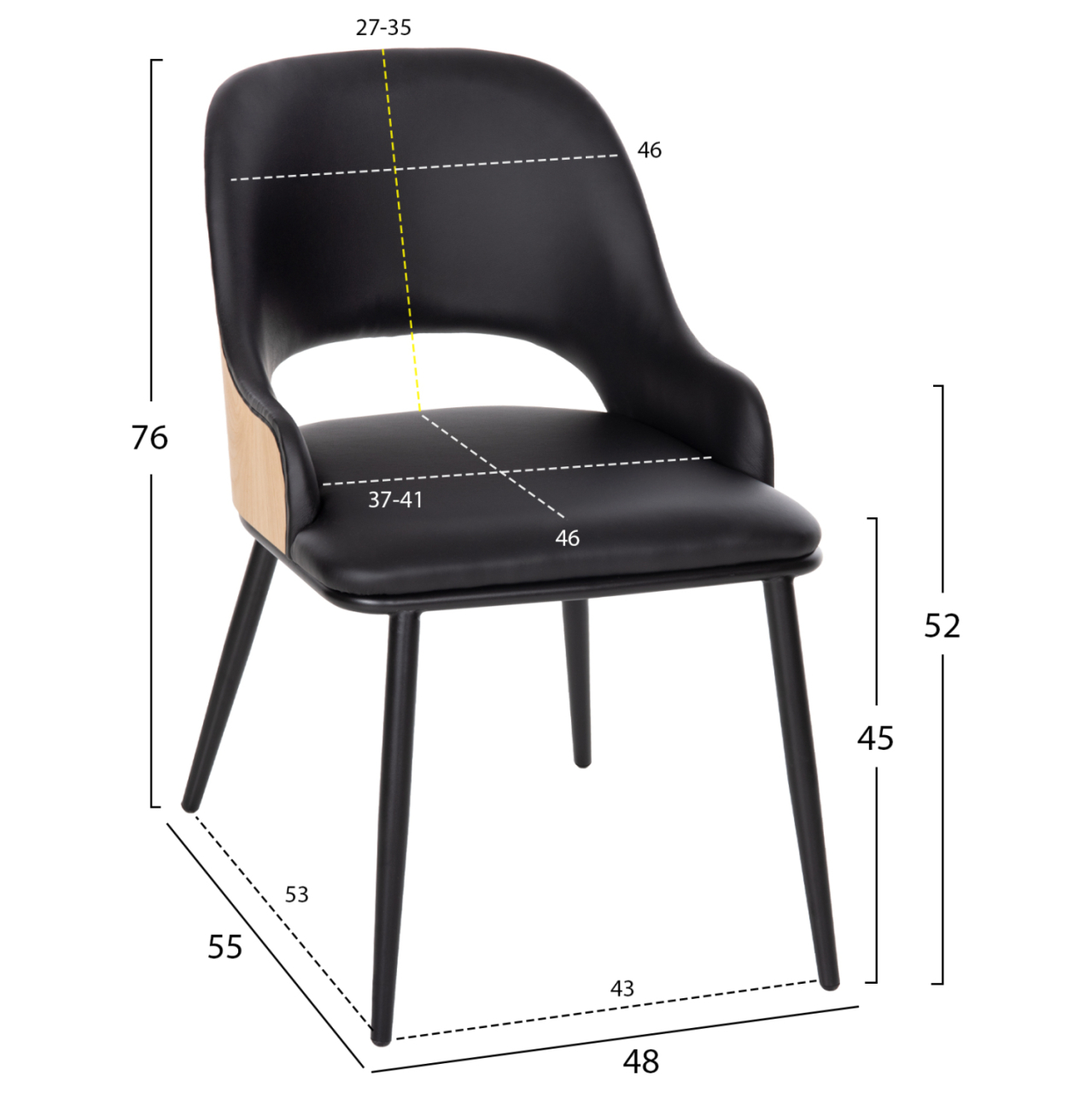 DINING SET 5PCS HM11971 TABLE DENTY and 4 CHAIRS DELF(OAK-BLACK) [2]