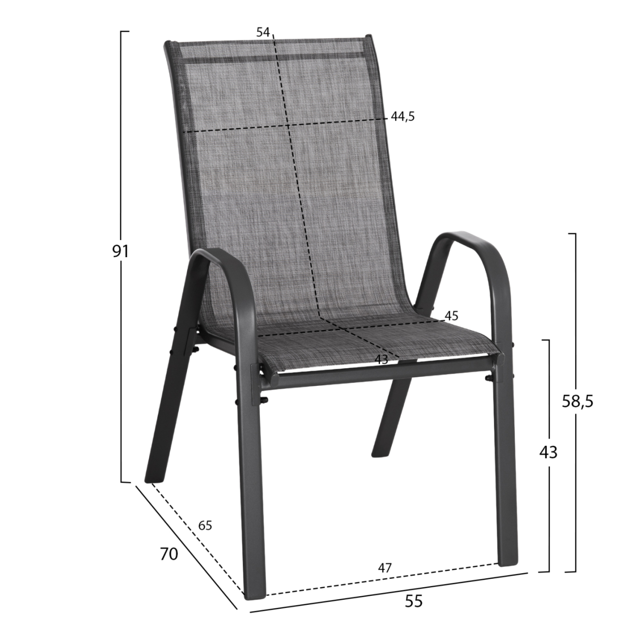 DINING SET 5PCS HM5200.01- METALLIC IN GREY WITH 4 CHAIRS and TABLE 140X80cm [3]