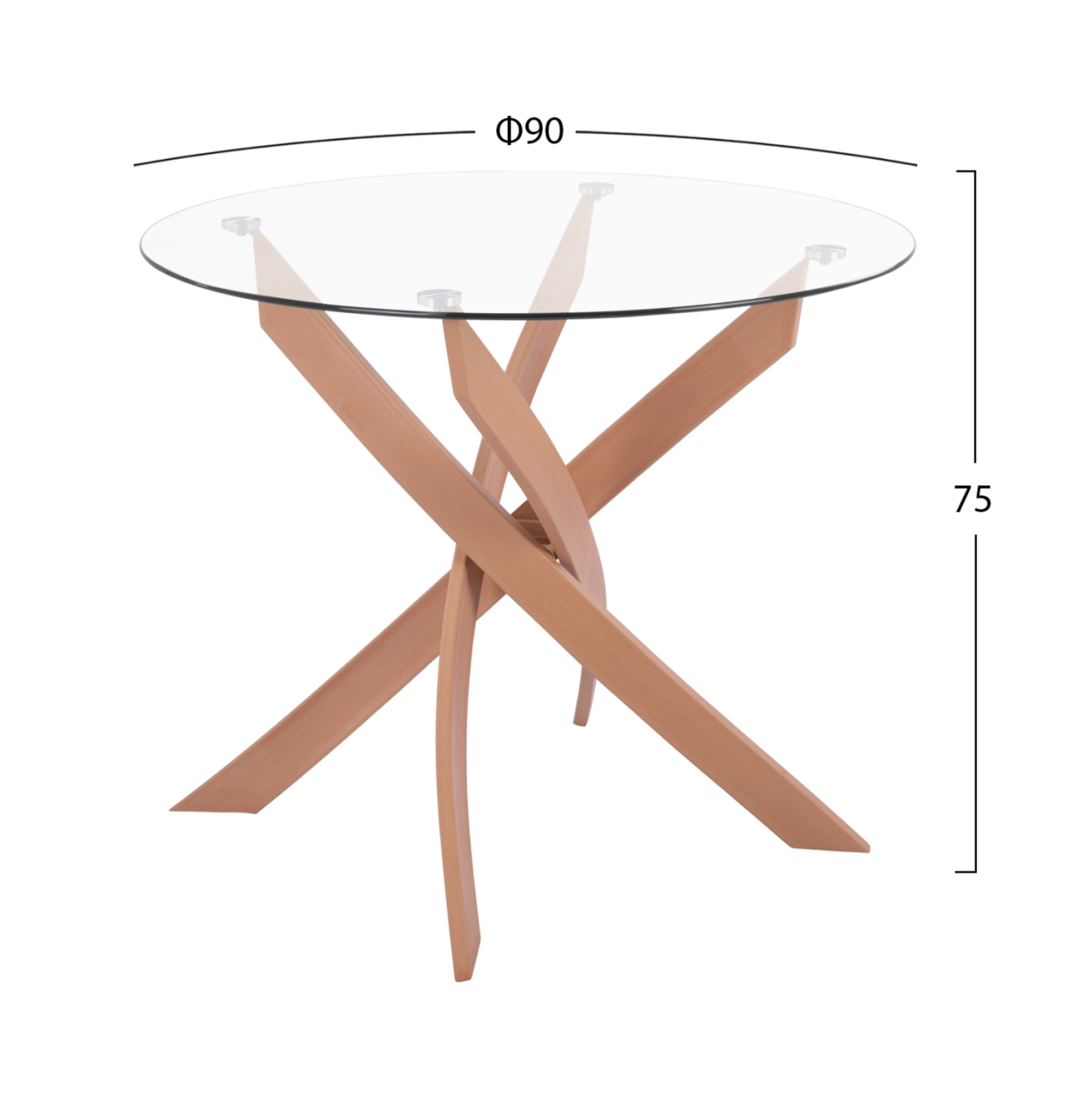 DINING SET 5PCS JAFARU HM10885.12 ROUND TABLE Φ90 and 4 DINING CHAIRS--BEIGE [2]
