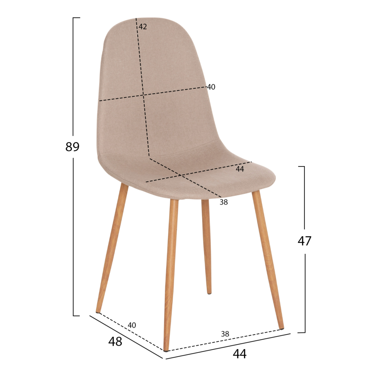 DINING SET 5PCS JAFARU HM10885.12 ROUND TABLE Φ90 and 4 DINING CHAIRS--BEIGE [3]