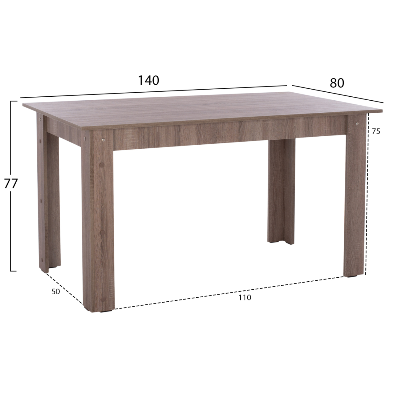 DINING SET 5PCS KELVIN HM10886.05 MELAMINE IN SONAMA OAK--BLACK VELVET [2]