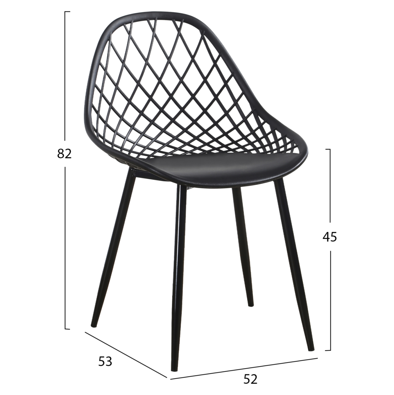DINING SET 5PCS LIO HM21175 MDF TOP and POLYPROPYLENE IN BLACK [3]