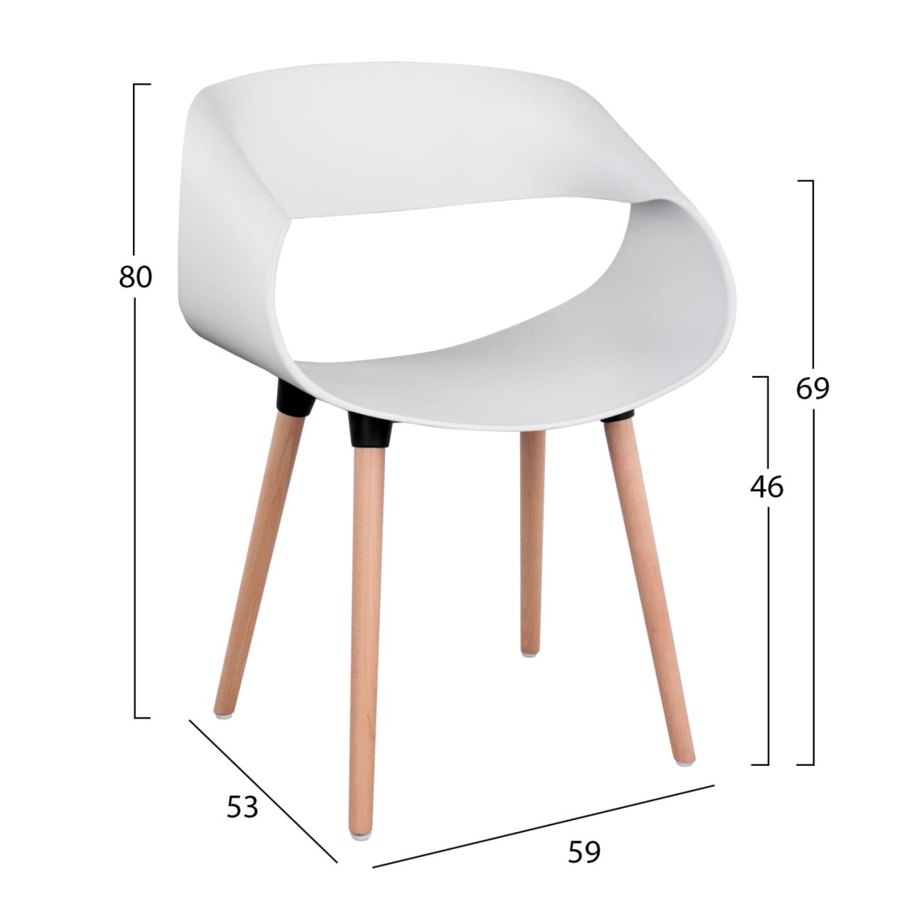 DINING SET 5PCS MAGGIE HM21186 MDF TOP and POLYPROPYLENE IN WHITE COLOR [3]