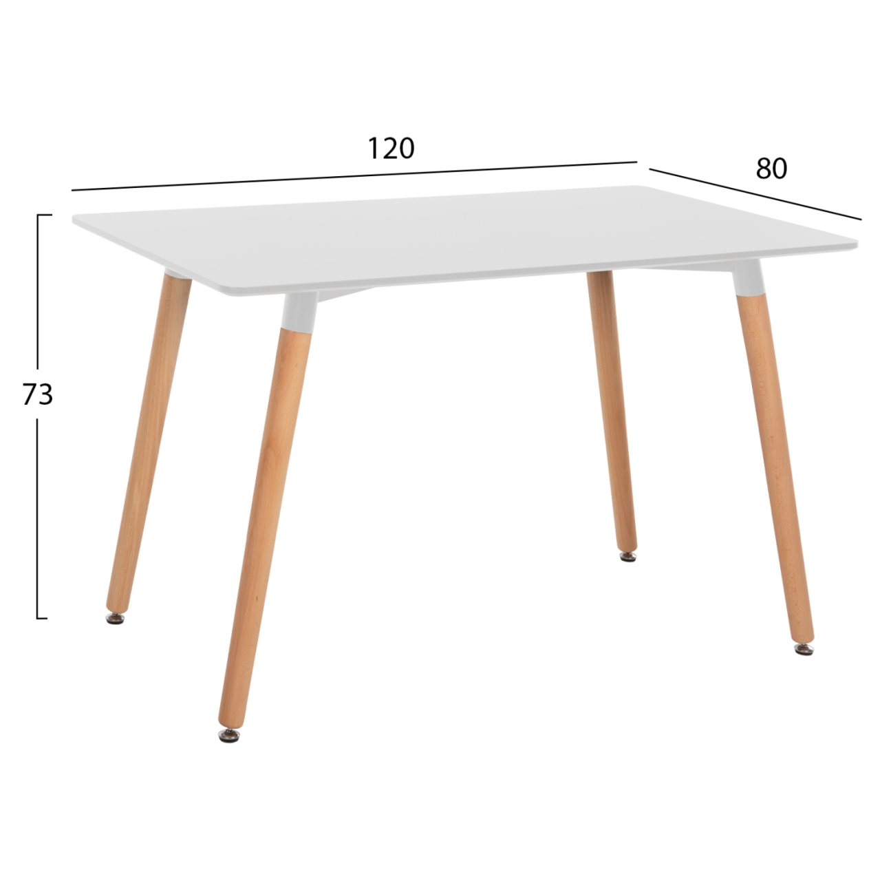 DINING SET 5PCS MINIMAL HM11767 WHITE MDF TOP-BEIGE FABRIC CHAIRS [2]