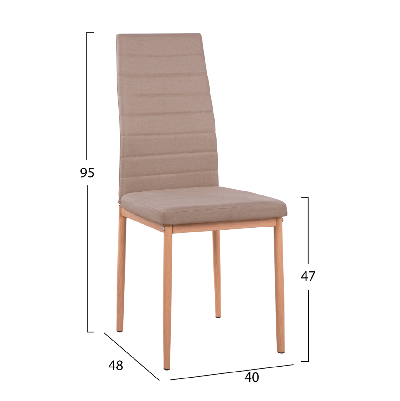 DINING SET 5PCS MINIMAL HM11767 WHITE MDF TOP-BEIGE FABRIC CHAIRS [3]