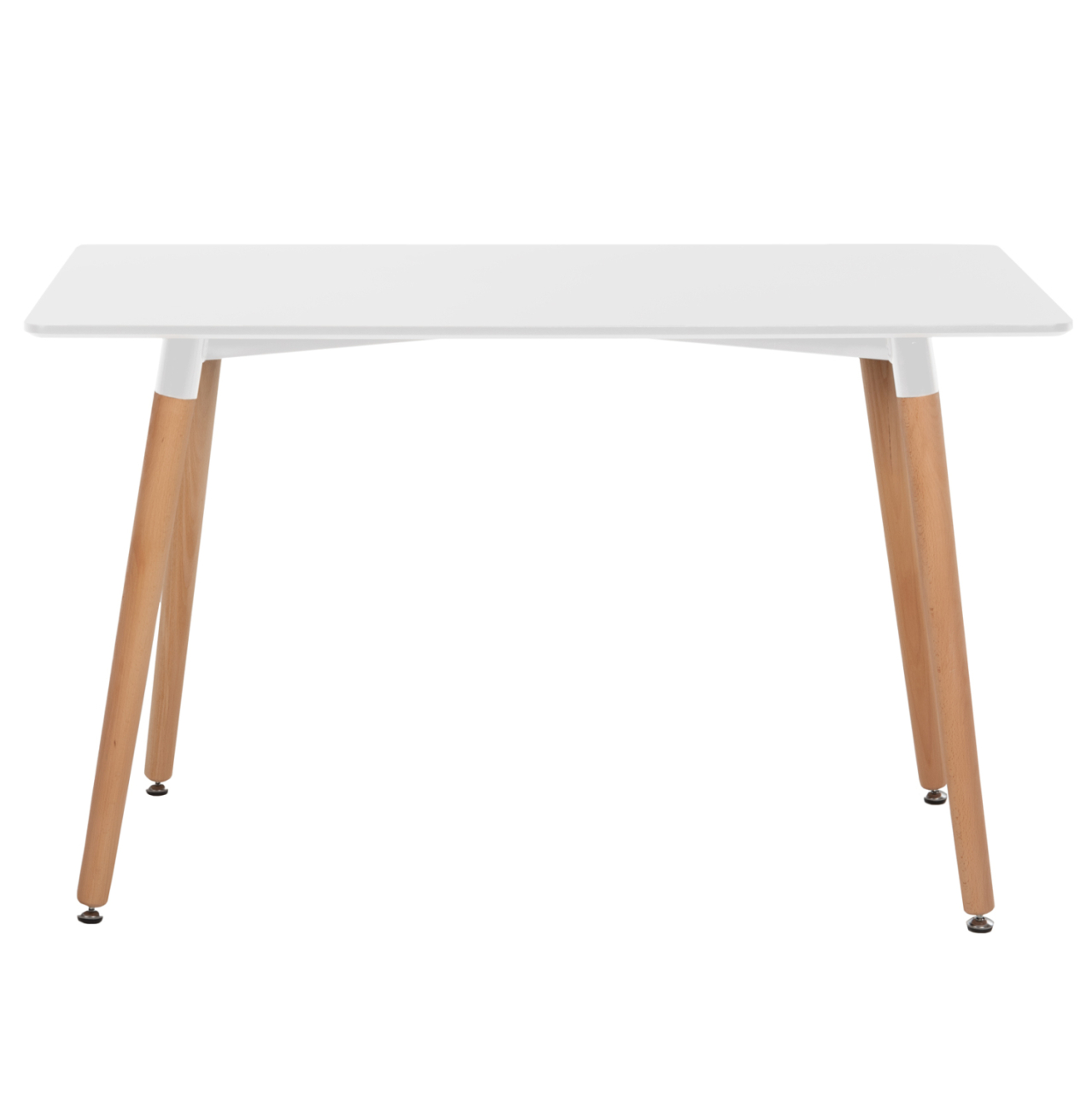 DINING SET 5PCS MINIMAL HM11767 WHITE MDF TOP-BEIGE FABRIC CHAIRS [4]