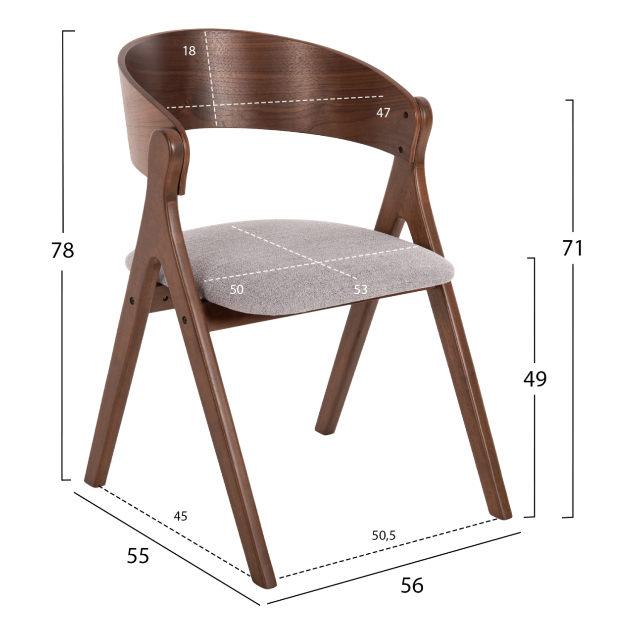 DINING SET 5PCS NEKKER HM21340.01 SQUARE TABLE MADE OF MDF--CHAIRS MADE OF RUBBERWOOD and FABRIC [3]