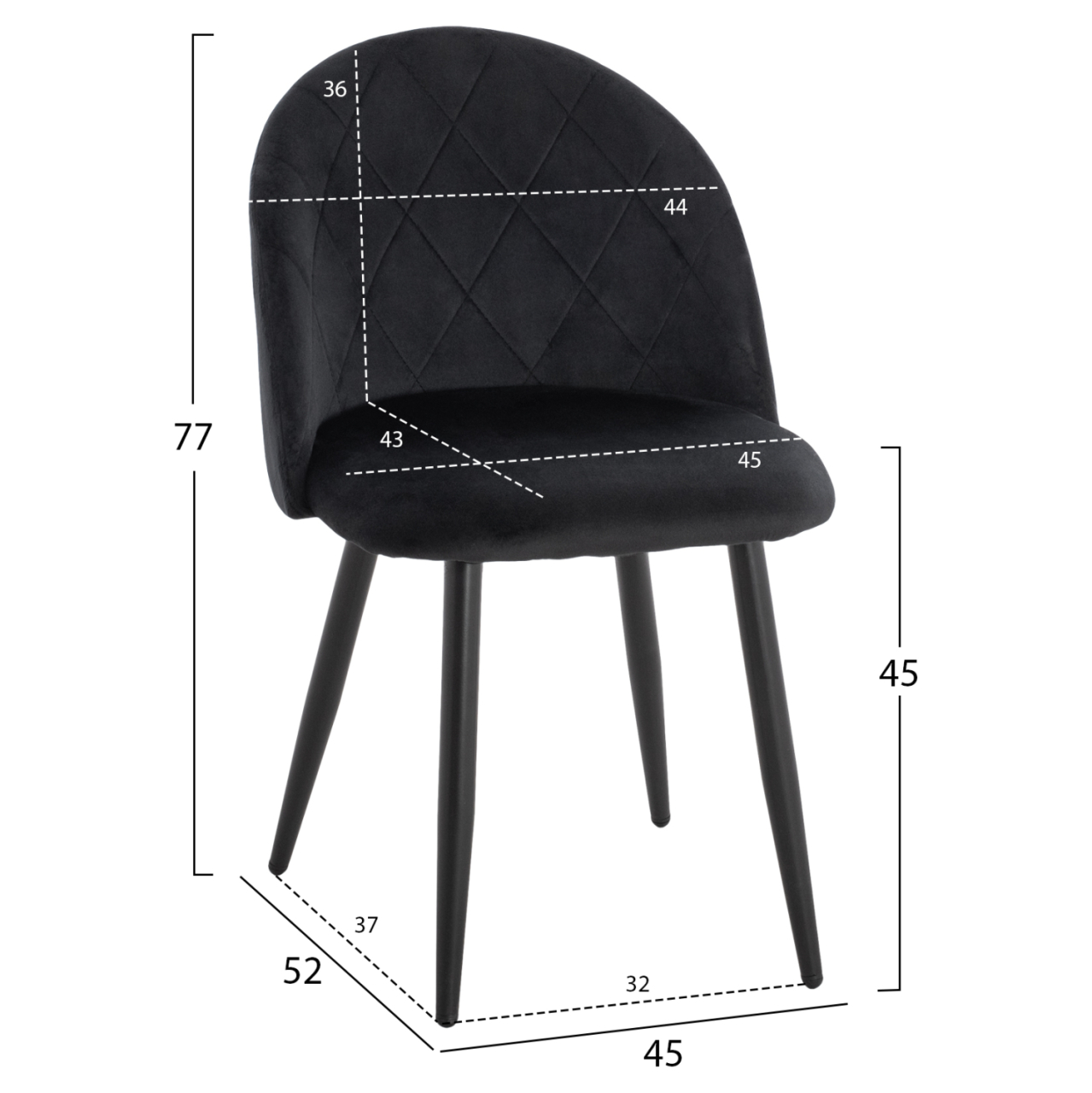 DINING SET 5PCS ODED HM10946.14 CERAMIC TOP-VELVET-METAL--BLACK COLOR [3]