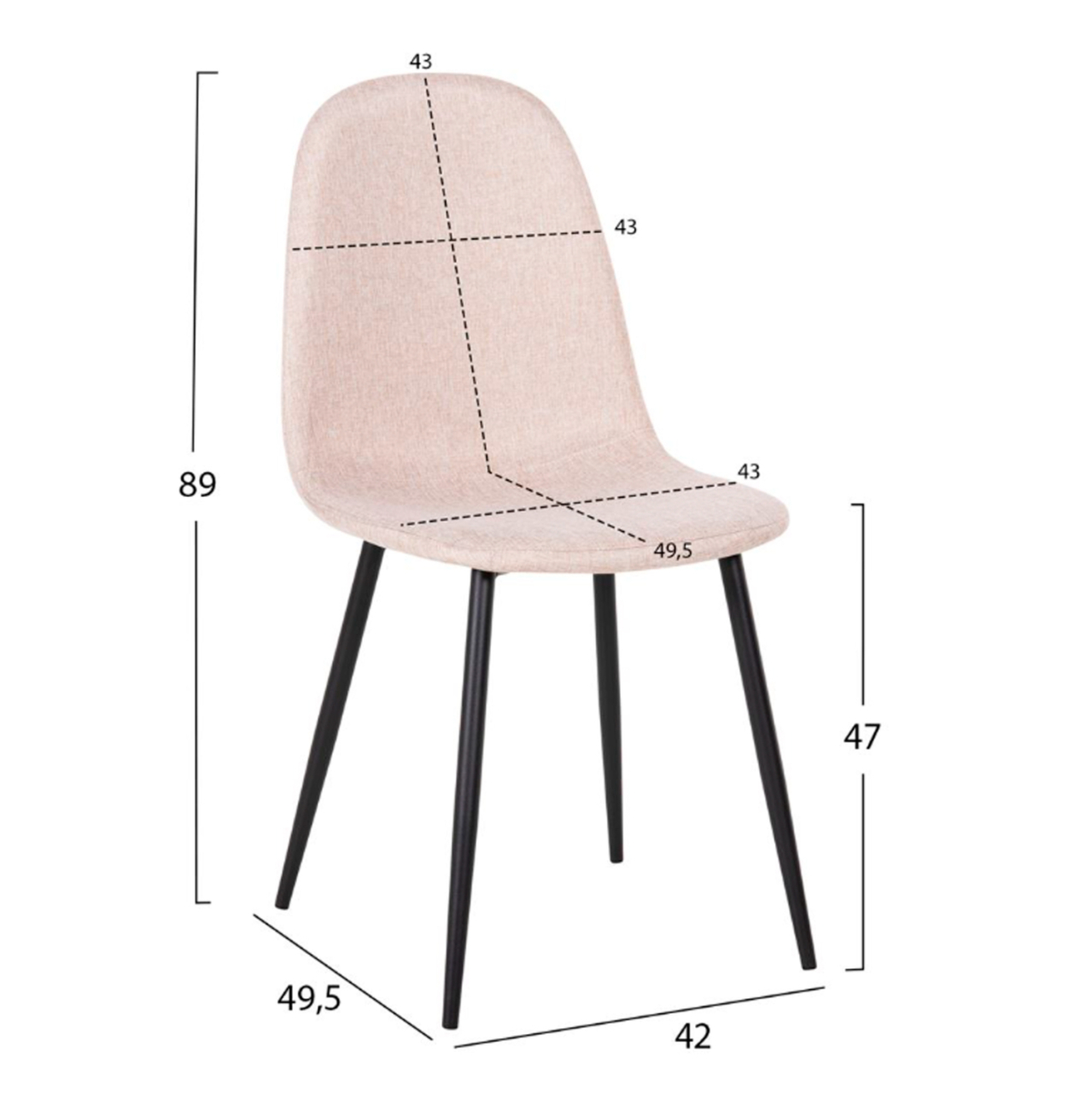 DINING SET 5PCS PANYA HM21114 TABLE and 4 CHAIRS WITH BEIGE FABRIC [3]