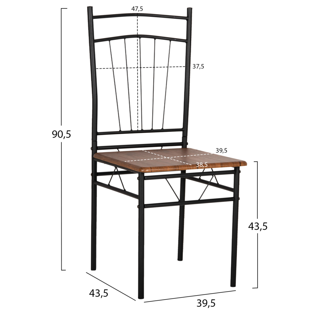 DINING SET 5PCS PEARY HM9416.11 BLACK METAL-MDF IN WALNUT COLOR 110x60x74Hcm. [2]