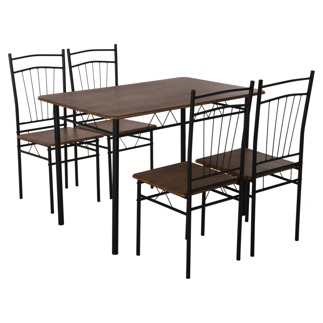 DINING SET 5PCS PEARY HM9416.11 BLACK METAL-MDF IN WALNUT COLOR 110x60x74Hcm. [5]