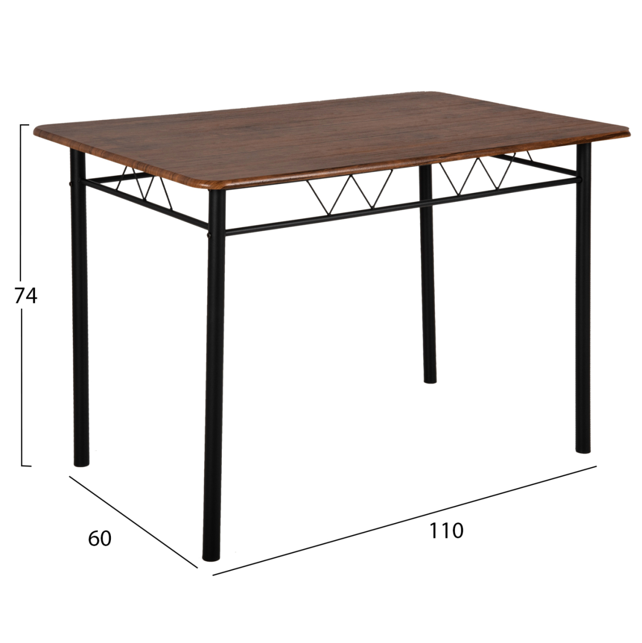 DINING SET 5PCS PEARY HM9416.11 BLACK METAL-MDF IN WALNUT COLOR 110x60x74Hcm. [3]