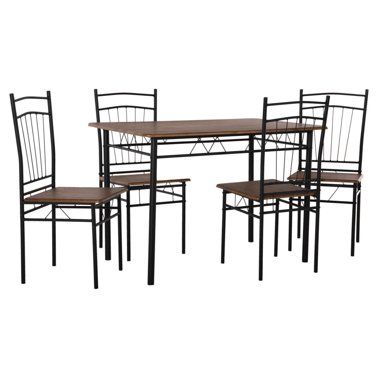 DINING SET 5PCS PEARY HM9416.11 BLACK METAL-MDF IN WALNUT COLOR 110x60x74Hcm. [4]