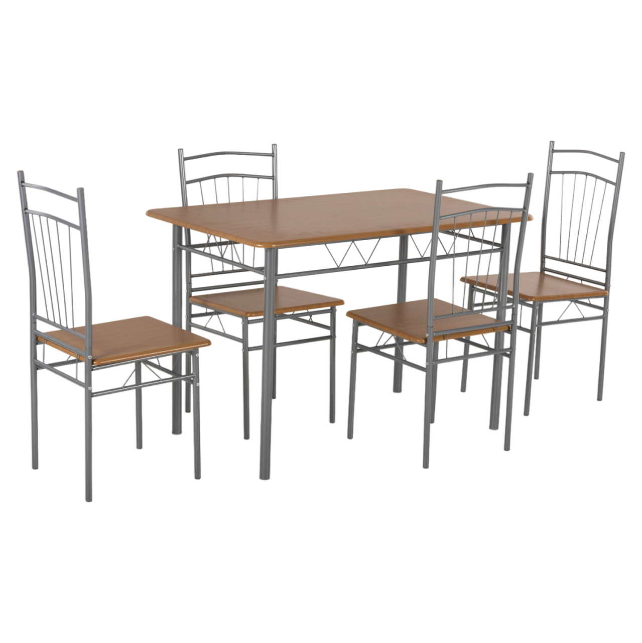 DINING SET 5PCS PEARY HM9416.12 SILVER METAL-MDF IN SONAMA COLOR 110x60x74Hcm. [4]