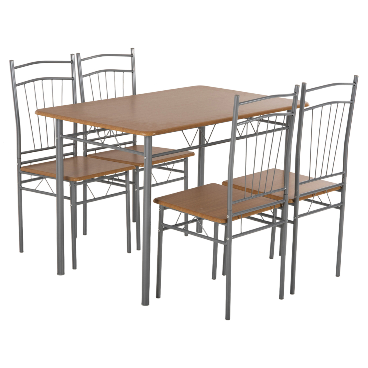 DINING SET 5PCS PEARY HM9416.12 SILVER METAL-MDF IN SONAMA COLOR 110x60x74Hcm. [5]
