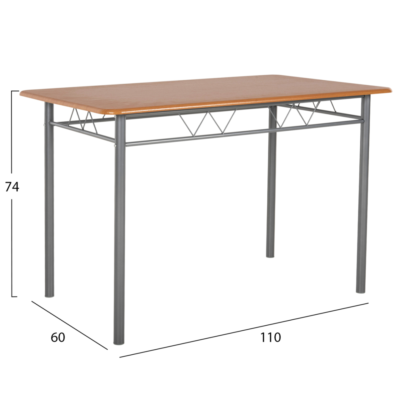DINING SET 5PCS PEARY HM9416.12 SILVER METAL-MDF IN SONAMA COLOR 110x60x74Hcm. [3]