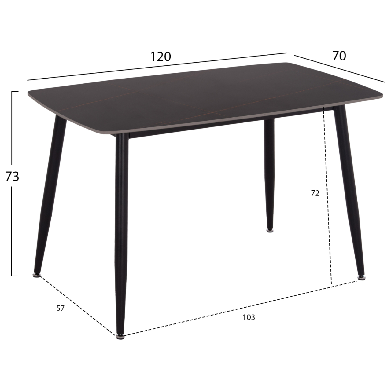 DINING SET 5PCS RAVEN HM21264.02 CERAMIC TOP BLACK MARBLE--VELVET IN DUSTY PINK [2]