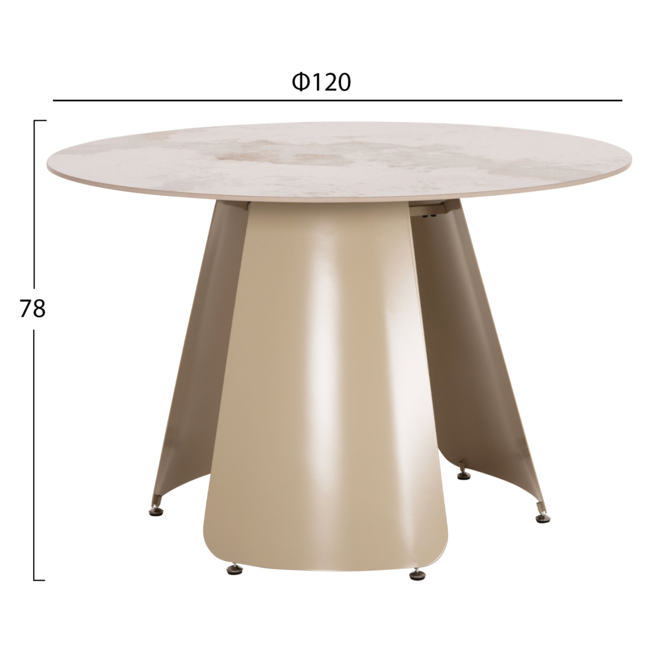 DINING SET 5PCS SEDAR HM10868 ROUND DINING TABLE and 4 DINING CHAIRS- ECRU [2]