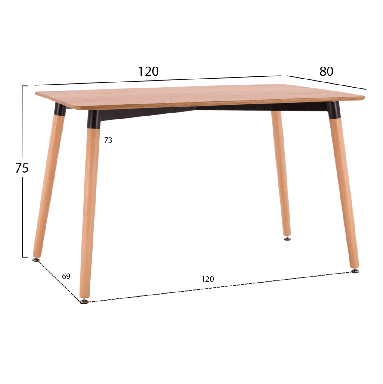 DINING SET 5PCS VEGAS HM21180 MDF TOP IN NATURAL--FABRIC IN BEIGE [2]