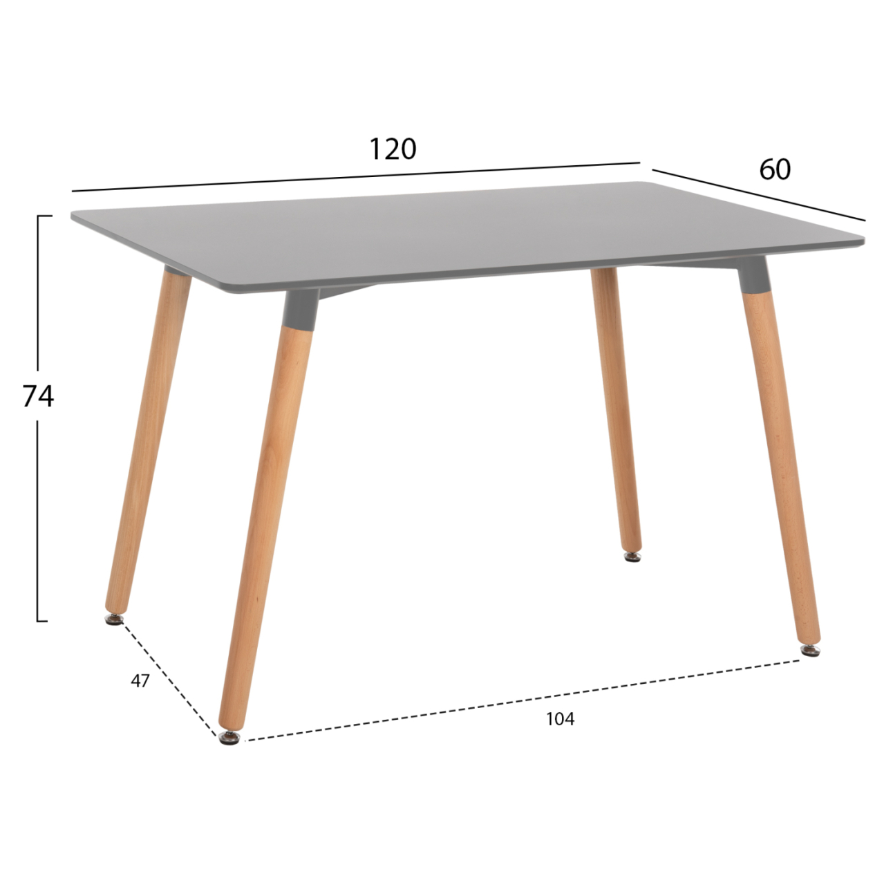 DINING SET 5PCS VEGAS HM21185 MDF TOP IN LIGHT GREY--BEECH LEGS [2]