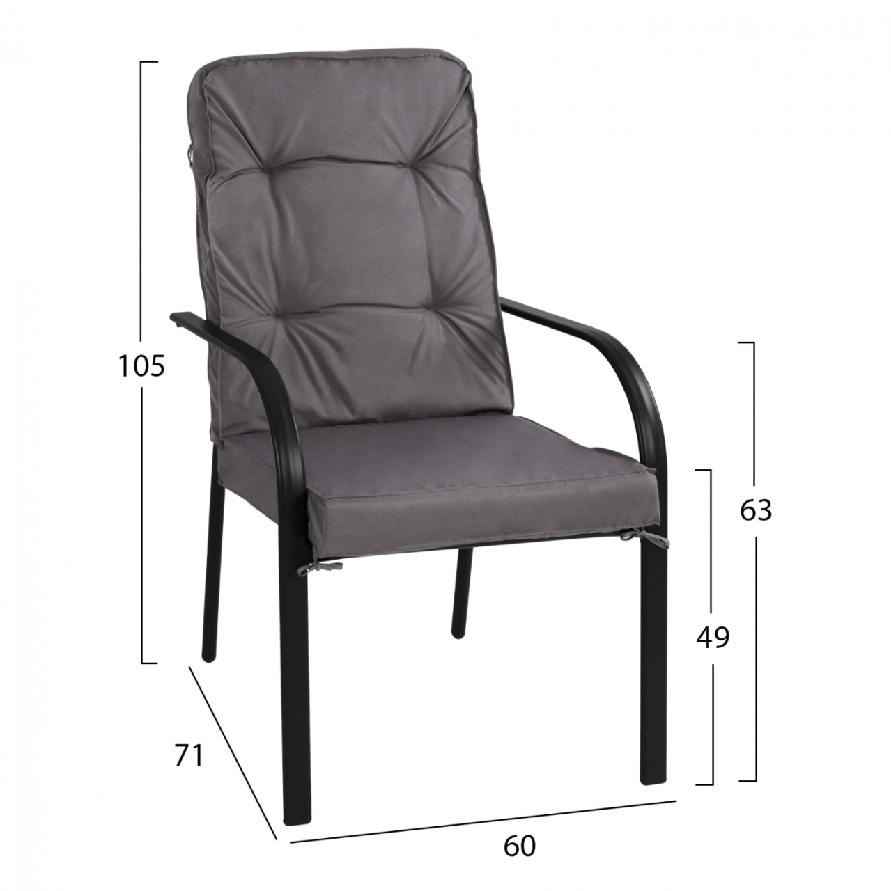 DINING SET 7 PCS GRAY TABLE 150X90 AND ARMCHAIR WITH GRAY PILLOW HM11521.01 [3]
