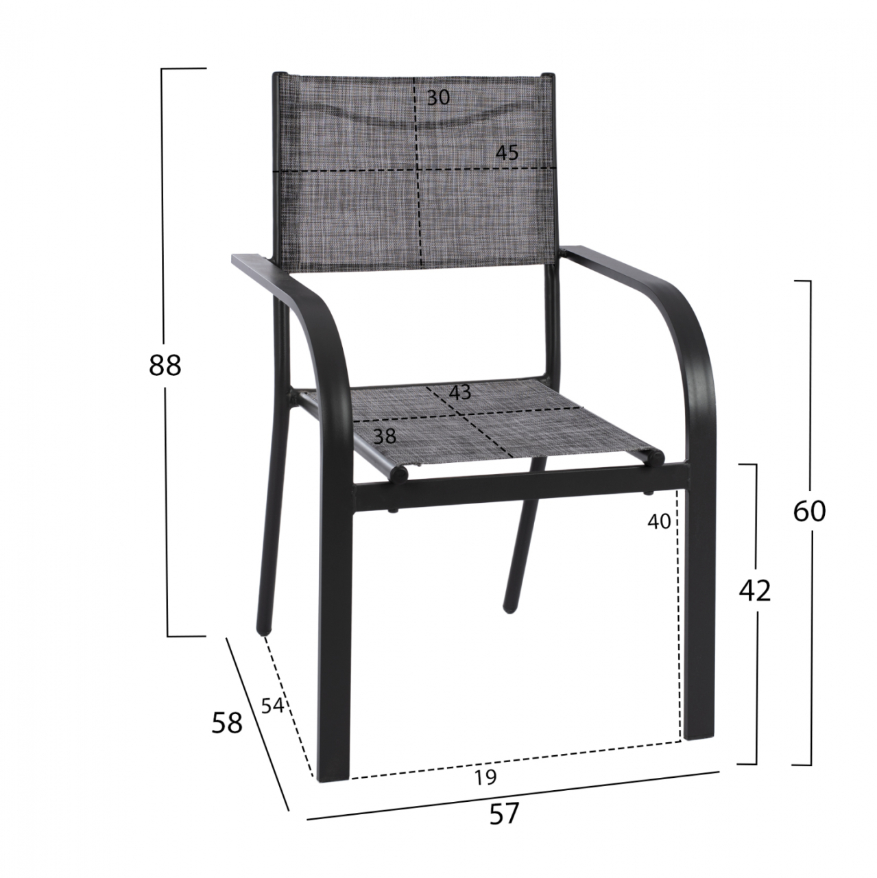DINING SET 7 PCS TABLE GRAY 150X90 AND ARMCHAIR TEXTLINE GRAY HM11532.01 [3]