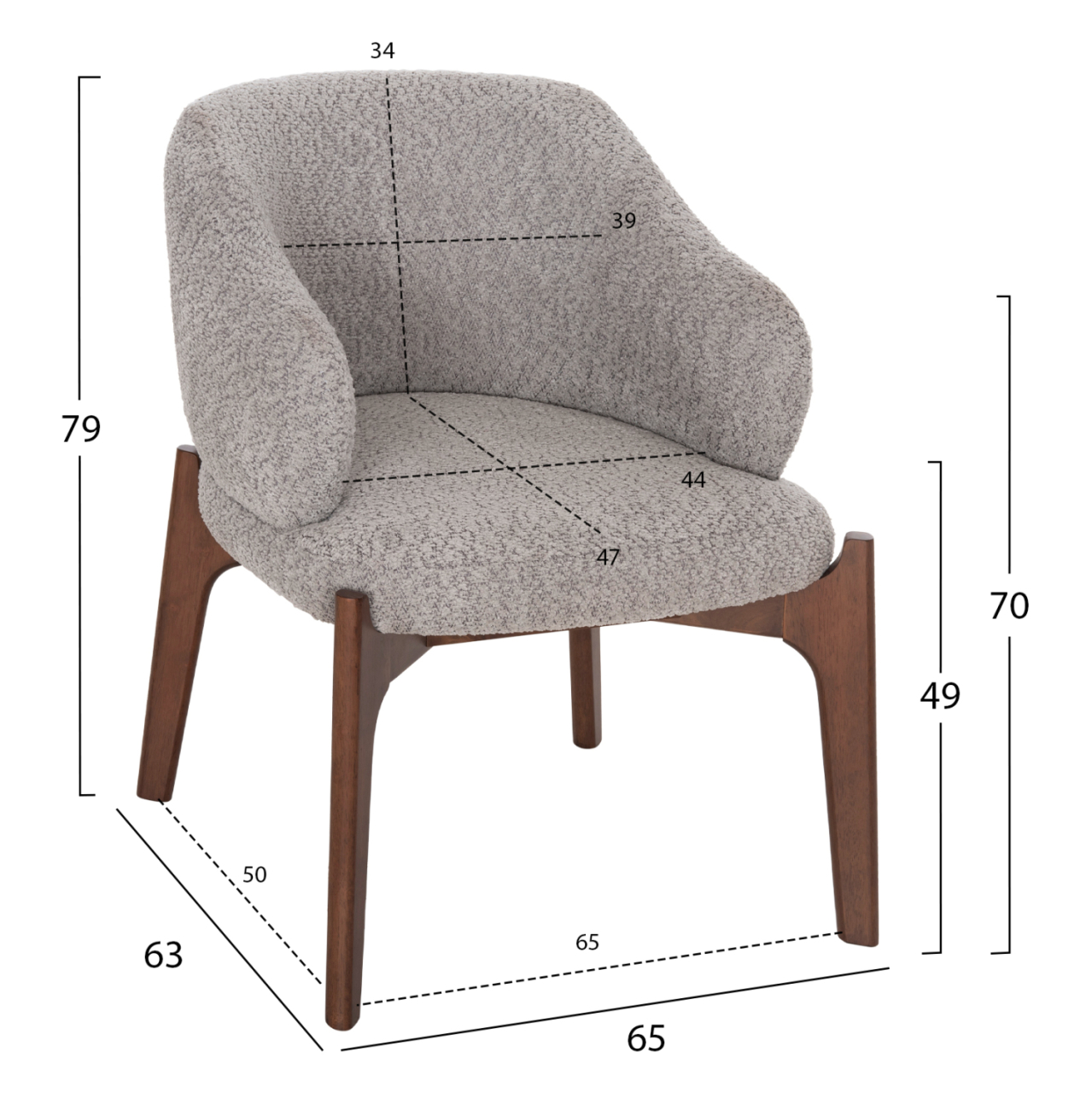 DINING SET 7PCS ABAI HM21338.02 TABLE MADE OF MDF--CHAIRS WITH BOUCLE FABRIC [3]