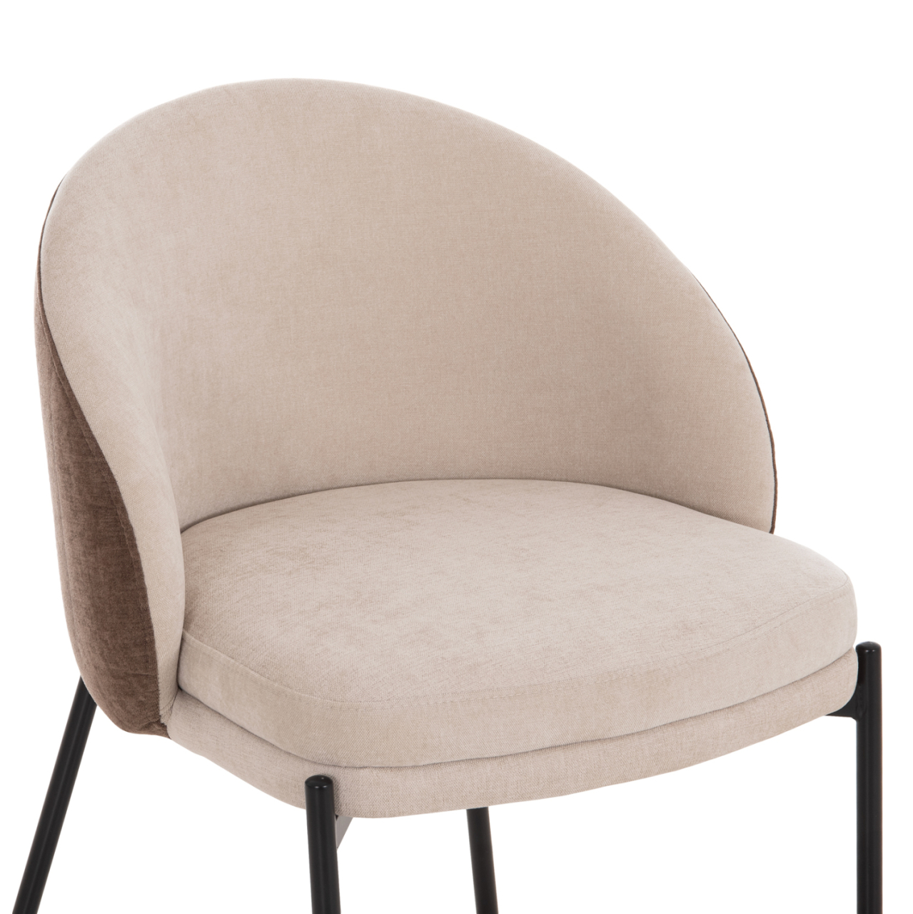 DINING SET 7PCS ASTORIA HM10933.02 MDF TOP--FABRIC IN BEIGE/BROWN and BLACK METAL LEGS [6]