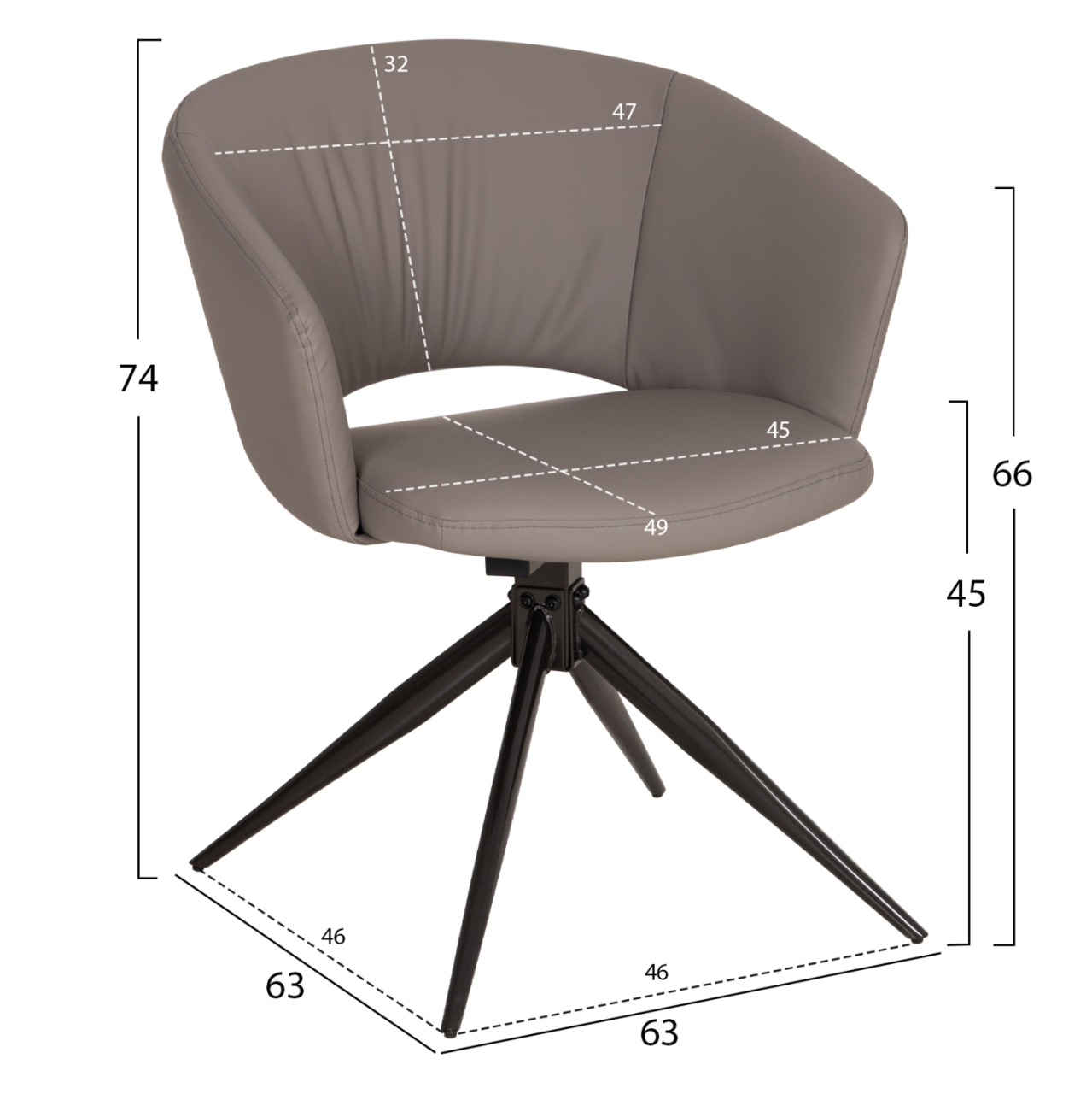 DINING SET 7PCS HOKU HM21357 EXTENDABLE GREY CERAMIC TOP--PU IN GREY [2]