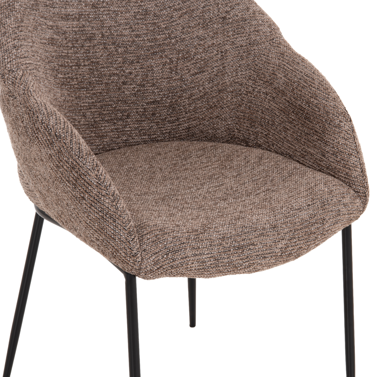 DINING SET 7PCS MANDY HM10957.03 MDF TOP--FABRIC IN TAUPE and BLACK METAL LEGS [6]