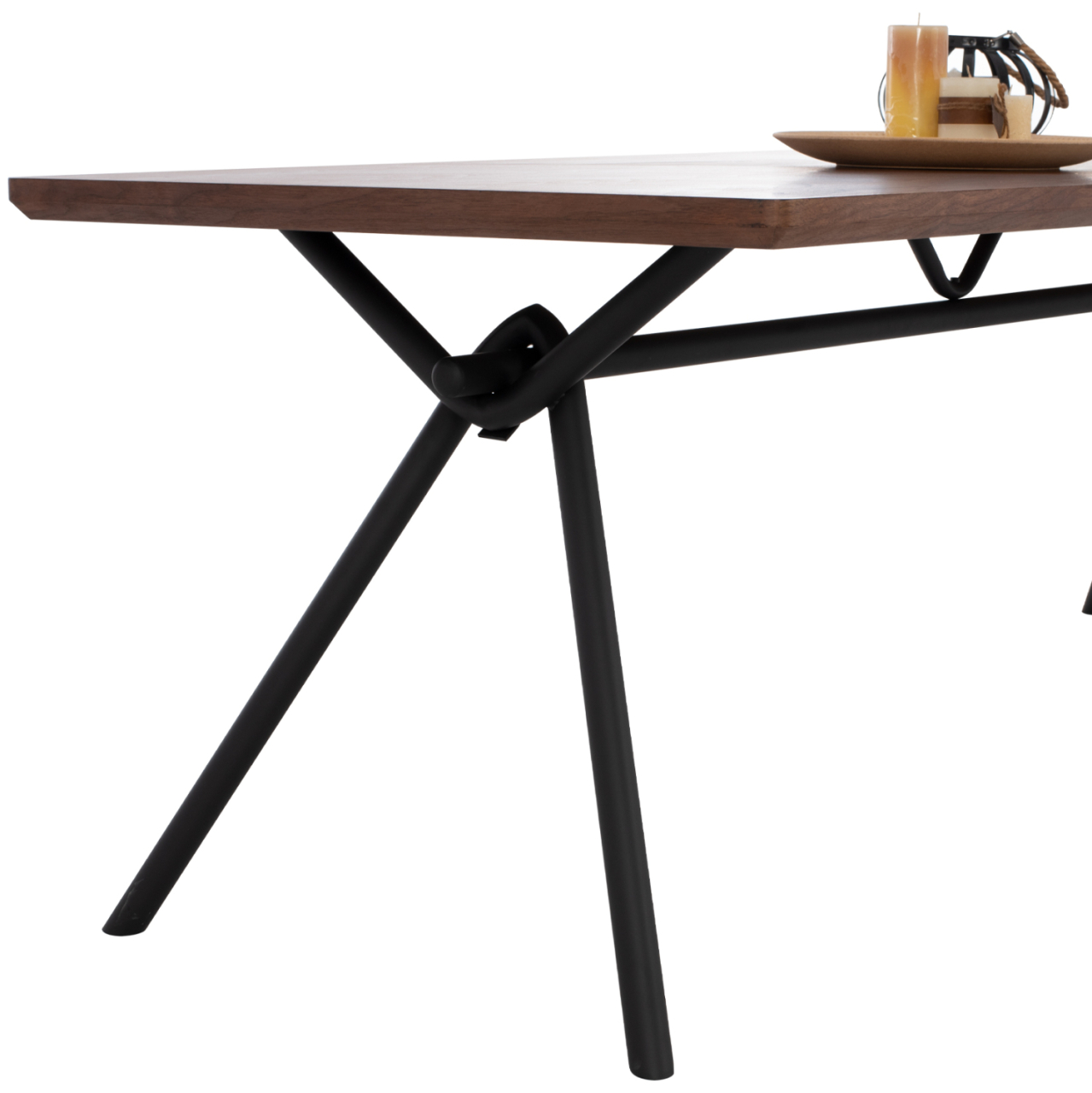 DINING SET 7PCS MANDY HM10957.03 MDF TOP--FABRIC IN TAUPE and BLACK METAL LEGS [9]